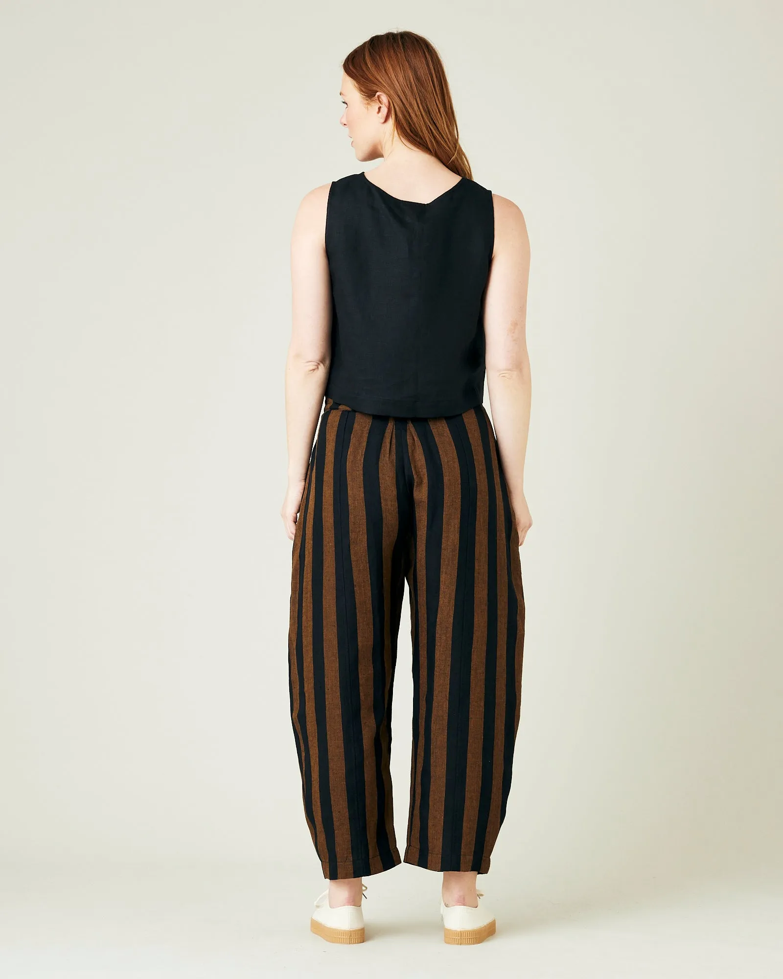 Mabel Rust And Black Stripe Linen Trousers