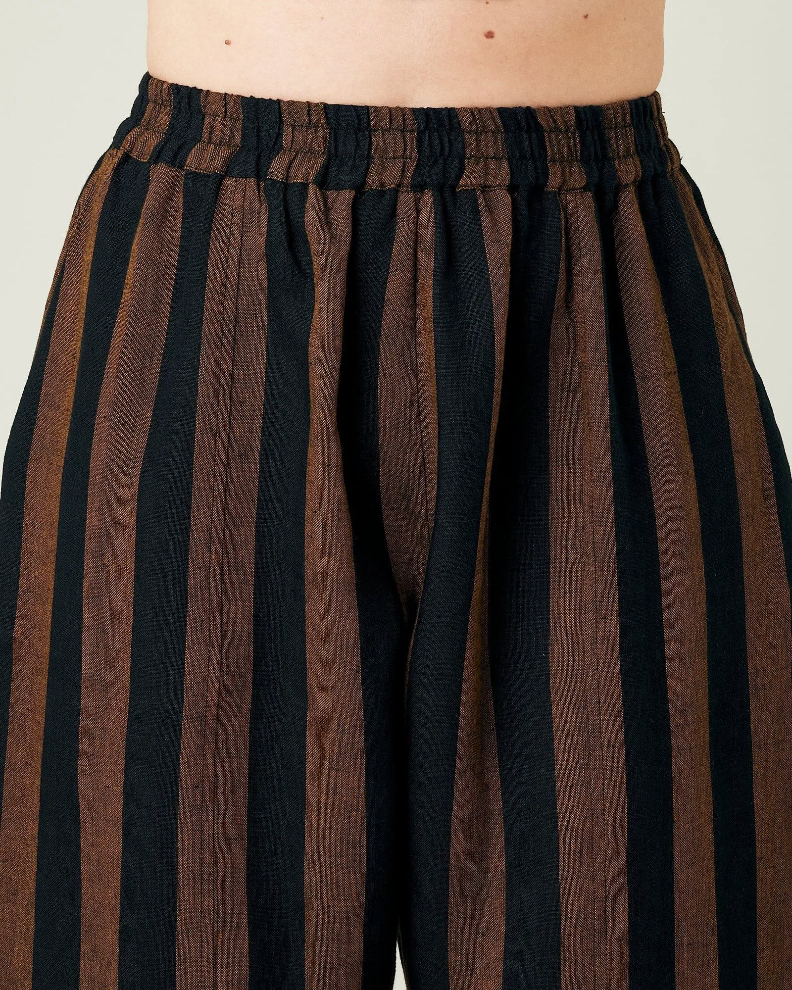 Mabel Rust And Black Stripe Linen Trousers