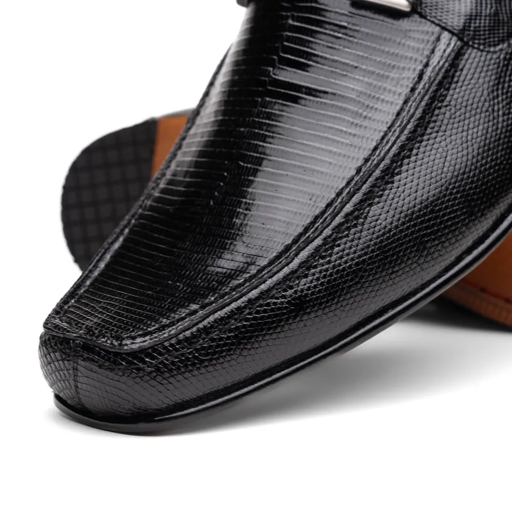 Marco Di Milano Fabro Black Lizard Bit Loafers