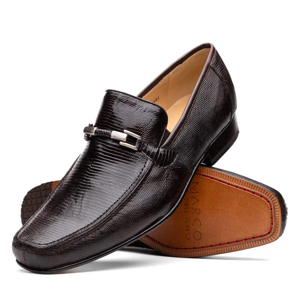 Marco Di Milano Fabro Brown Lizard Bit Loafers