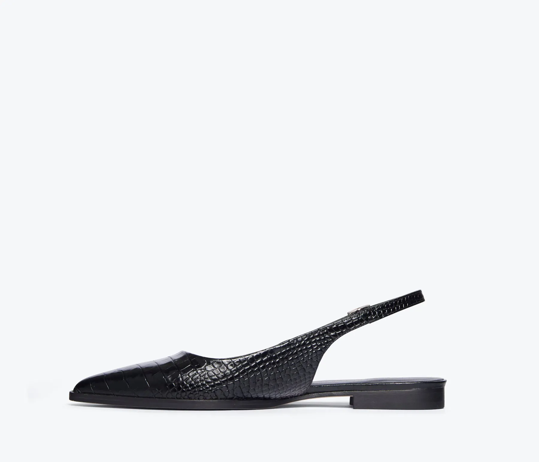 Marie Slingback Flats in Croco Black