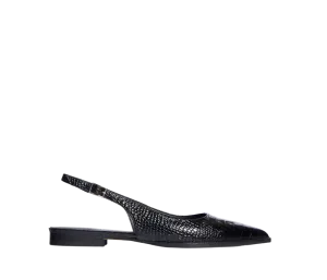 Marie Slingback Flats in Croco Black