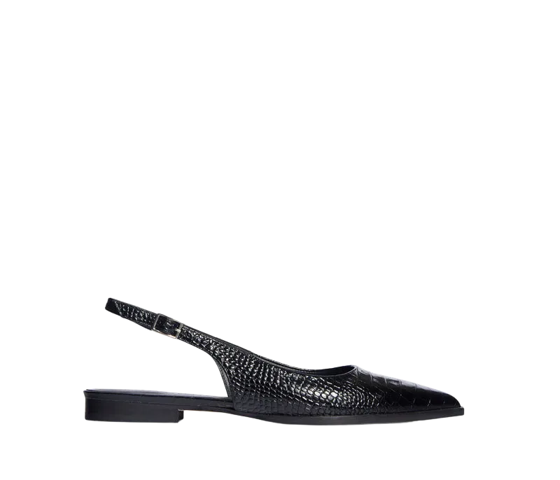 Marie Slingback Flats in Croco Black