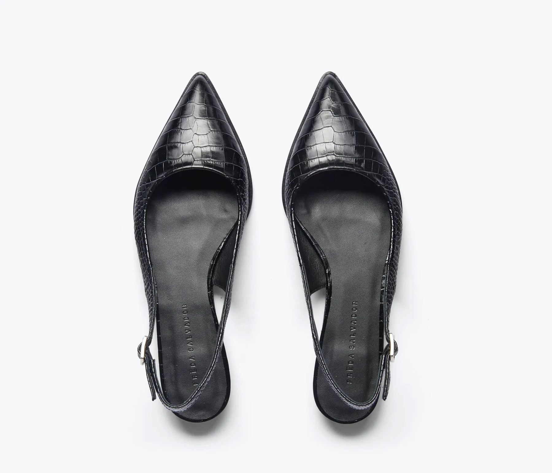 Marie Slingback Flats in Croco Black