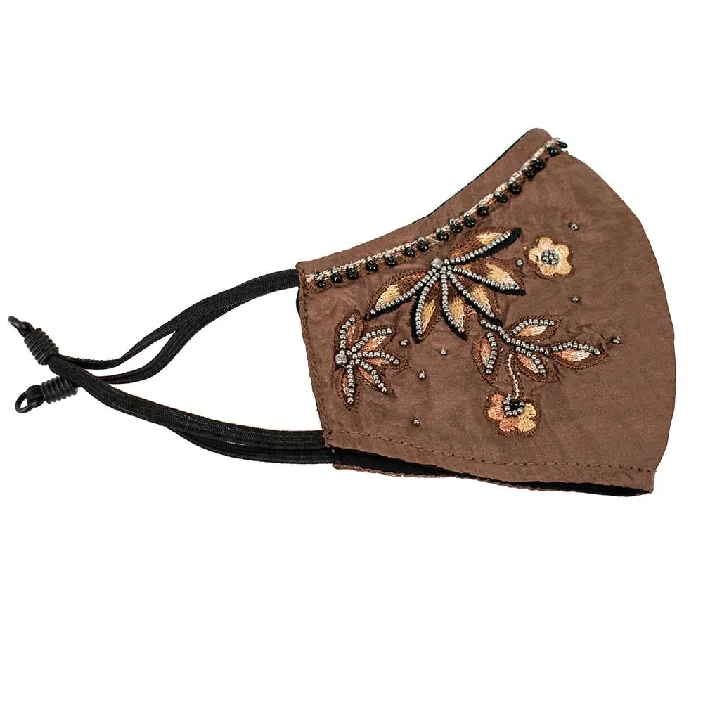Mary Frances Bronze Floral Face Mask