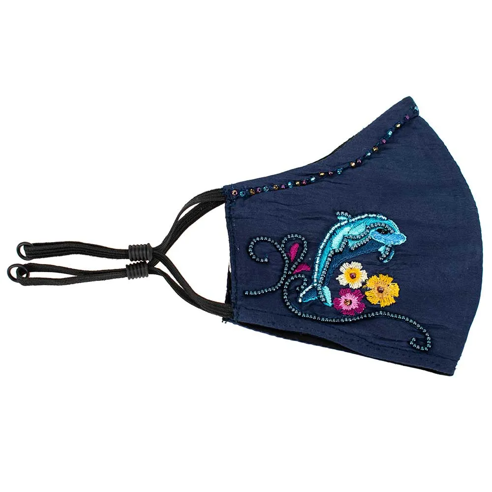 Mary Frances Dolphin Dance Beaded Face Mask