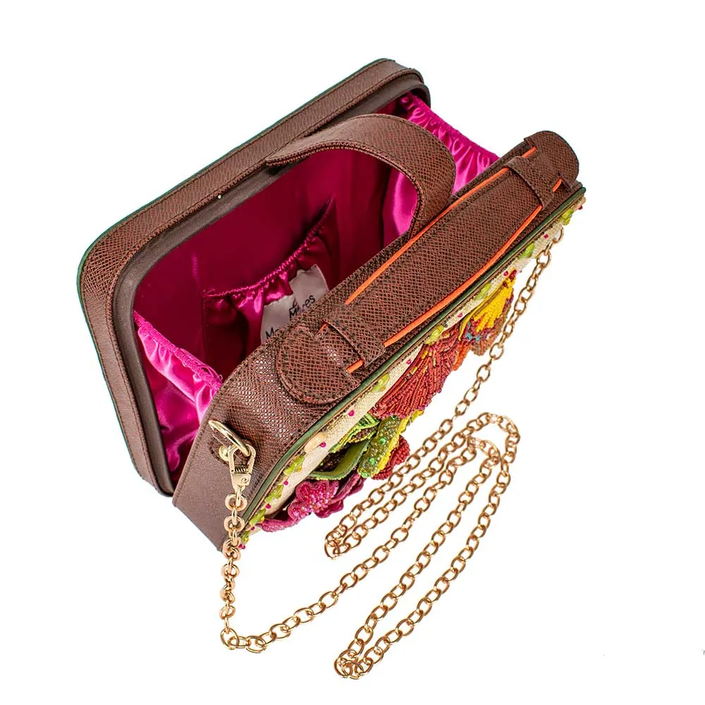Mary Frances Drinks On The Beach Coconut Island Handbag Beaded Brown Bag Gold New