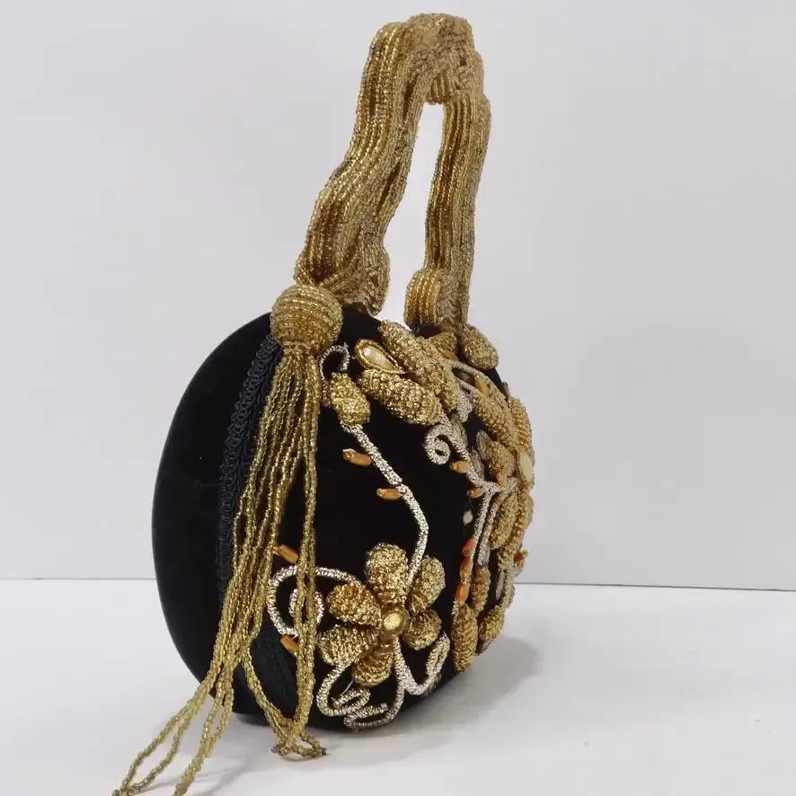 Mary Frances Gold Bead Embellished Novelty Minaudiere