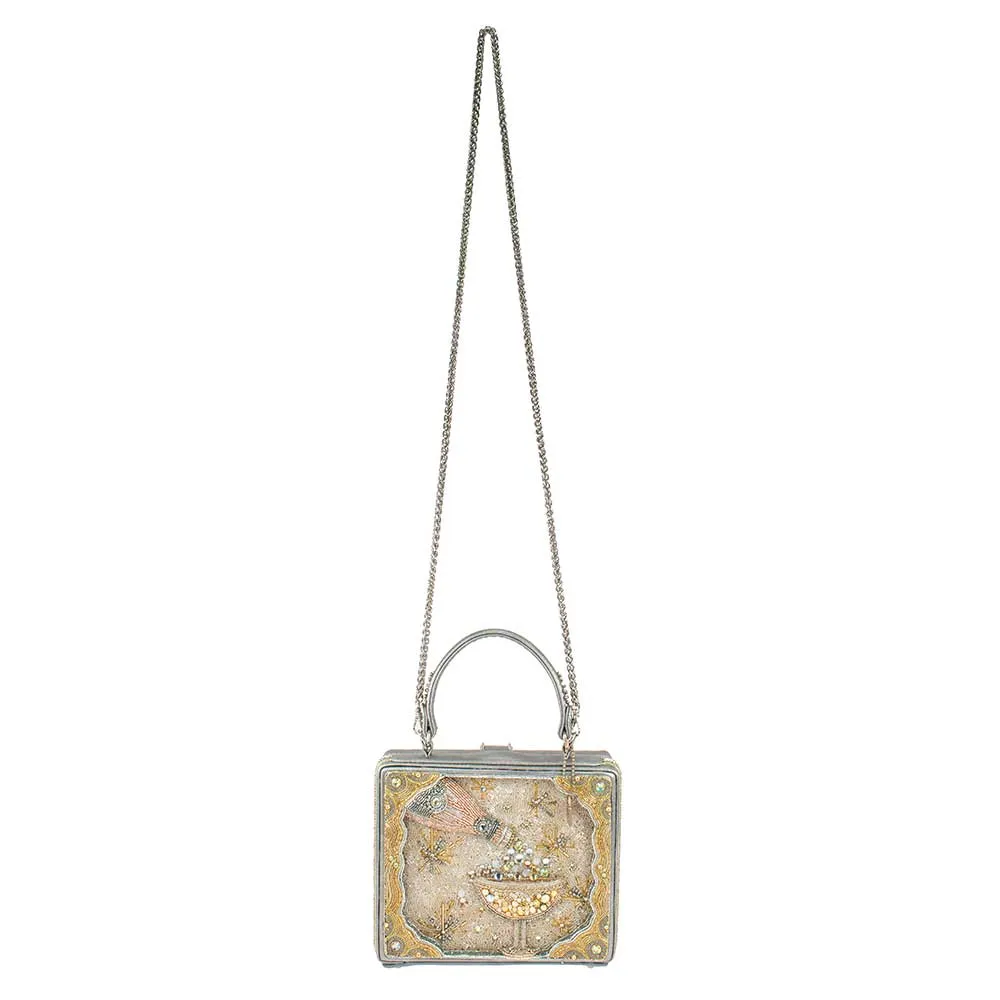 Mary Frances Make It Pop Top Handle Handbag Party Drink Silver Bag New