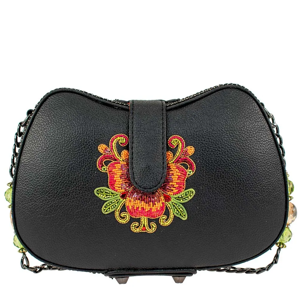 Mary Frances Pick Me Beaded Multi Floral Crossbody Black Handbag Bag New