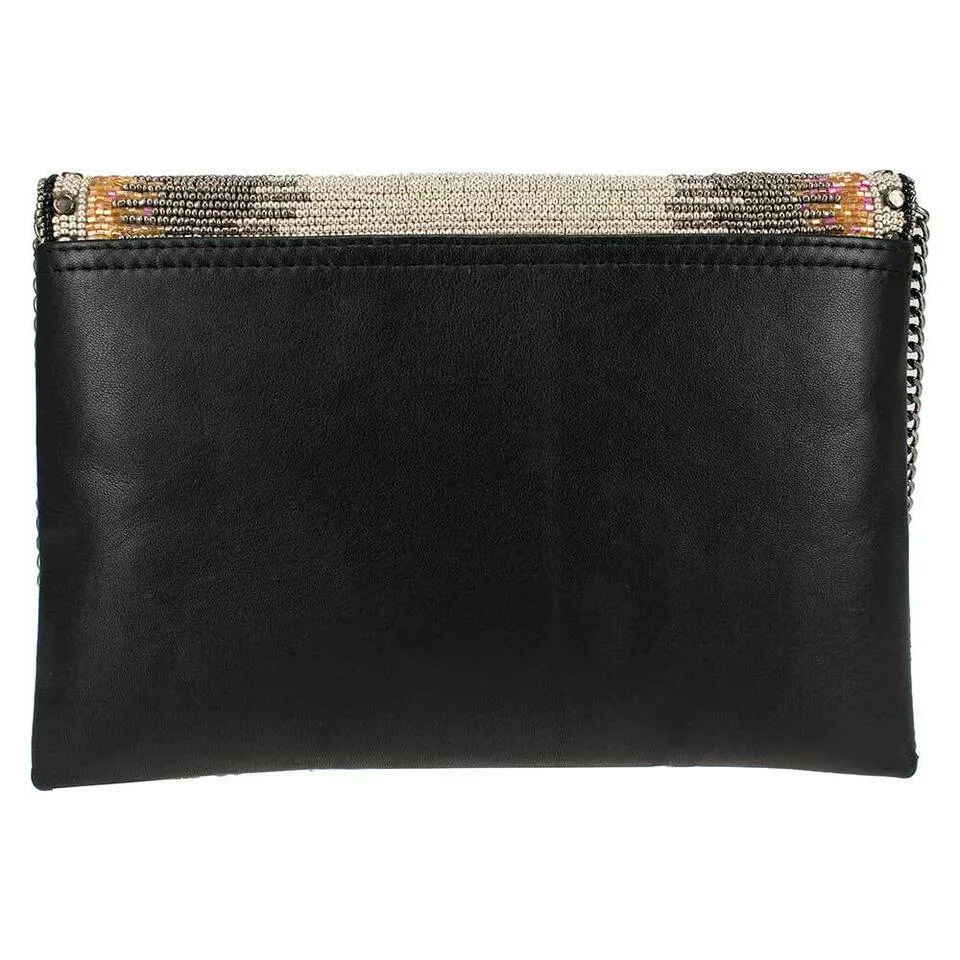 Mary Frances Queen Bee Crossbody Chain Handbag Bag Beaded Black Gold Cream New