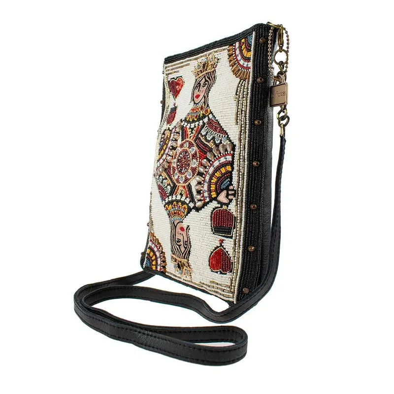 Mary Frances Queen of Wine Crossbody Handbag White Embroidery Black Bag New
