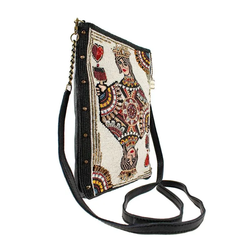 Mary Frances Queen of Wine Crossbody Handbag White Embroidery Black Bag New