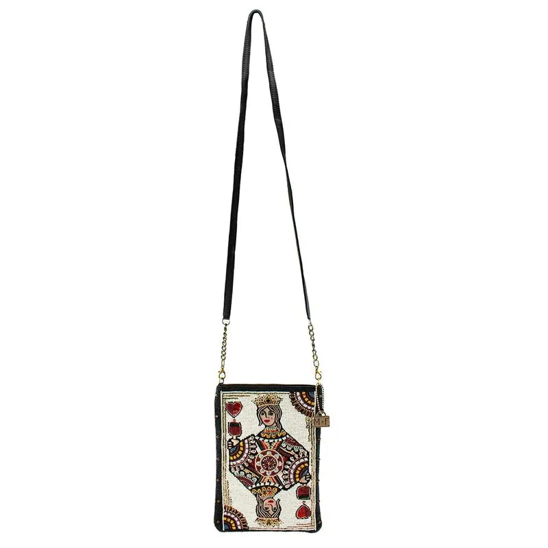 Mary Frances Queen of Wine Crossbody Handbag White Embroidery Black Bag New