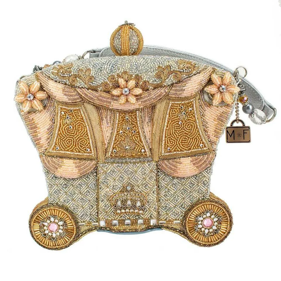 Mary Frances Royal Ride Gold Winter Fairy Carriage Disney Beaded Handbag Bag New