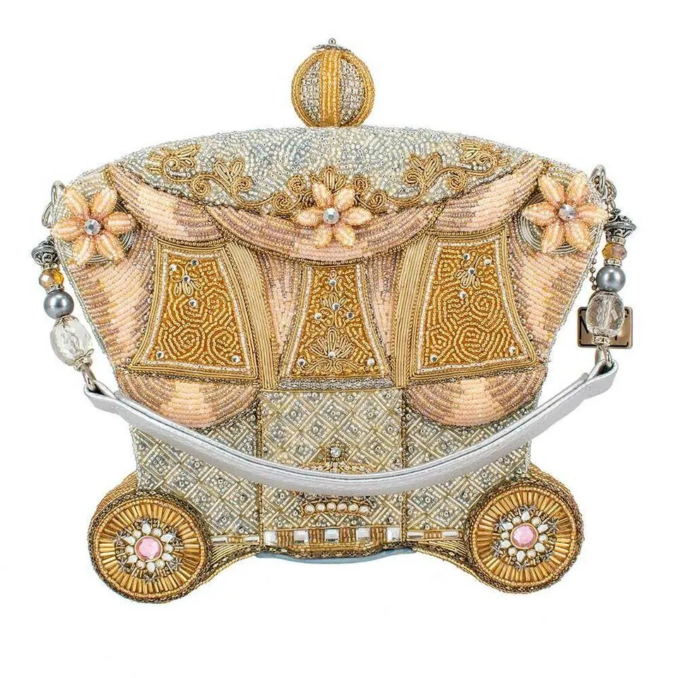 Mary Frances Royal Ride Gold Winter Fairy Carriage Disney Beaded Handbag Bag New