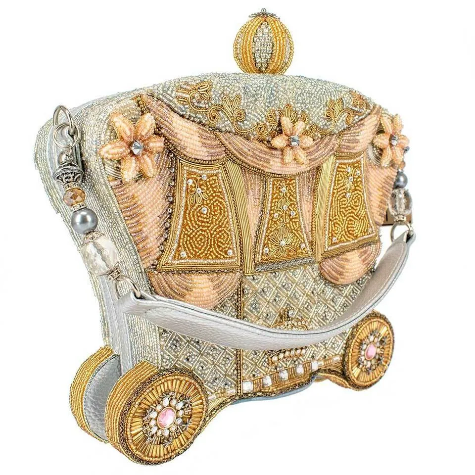 Mary Frances Royal Ride Gold Winter Fairy Carriage Disney Beaded Handbag Bag New