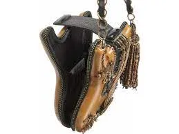 Mary Frances Special Hall Of Fame Bag Guitar Brown Beaded Handbag Music Tan New