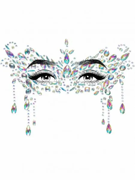 Masquerade Mask Rhinestone Stick-On Face Jewels - Clear