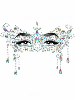 Masquerade Mask Rhinestone Stick-On Face Jewels - Clear