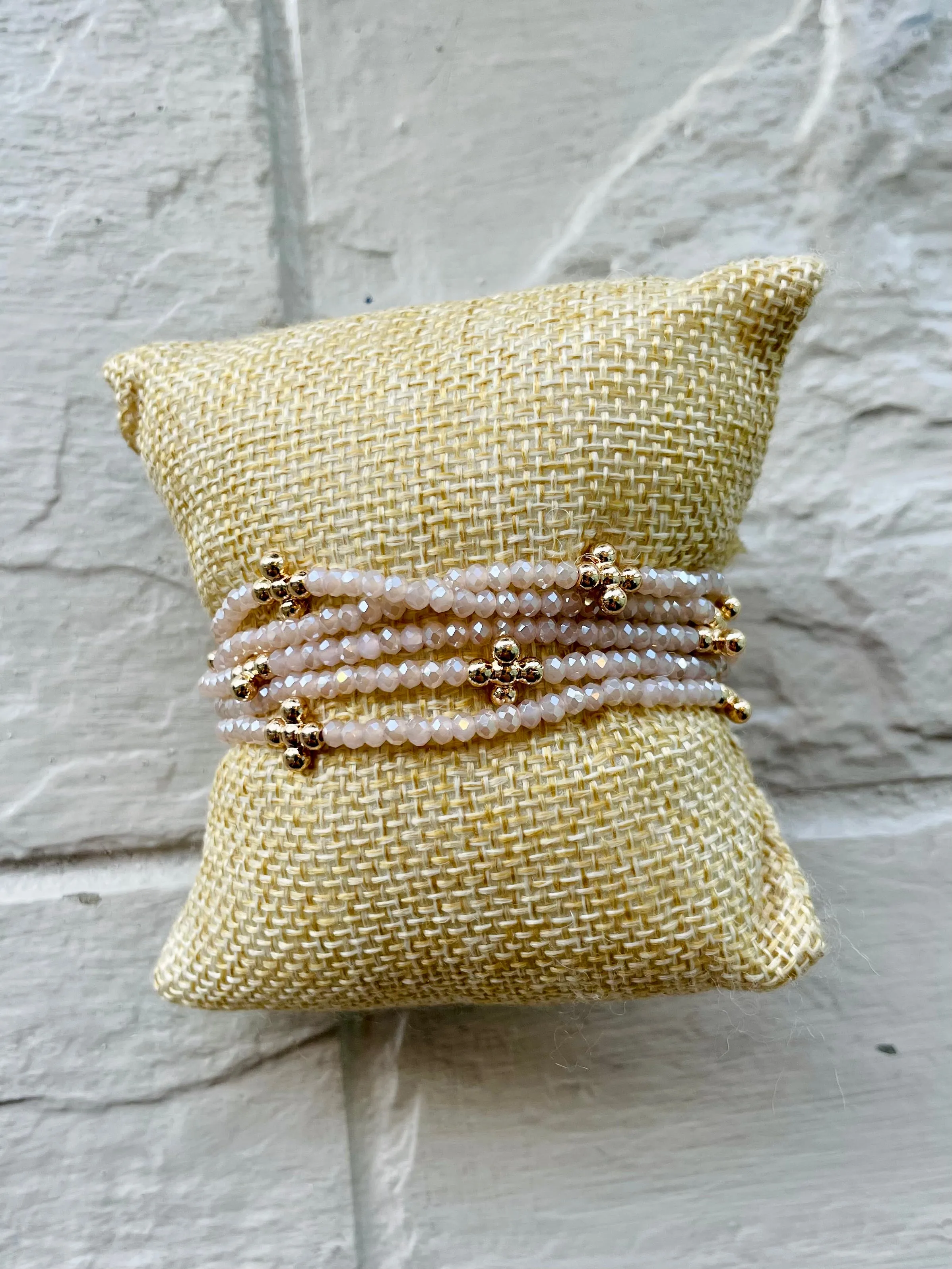 Melissa Beaded Cross Bracelet in Pink