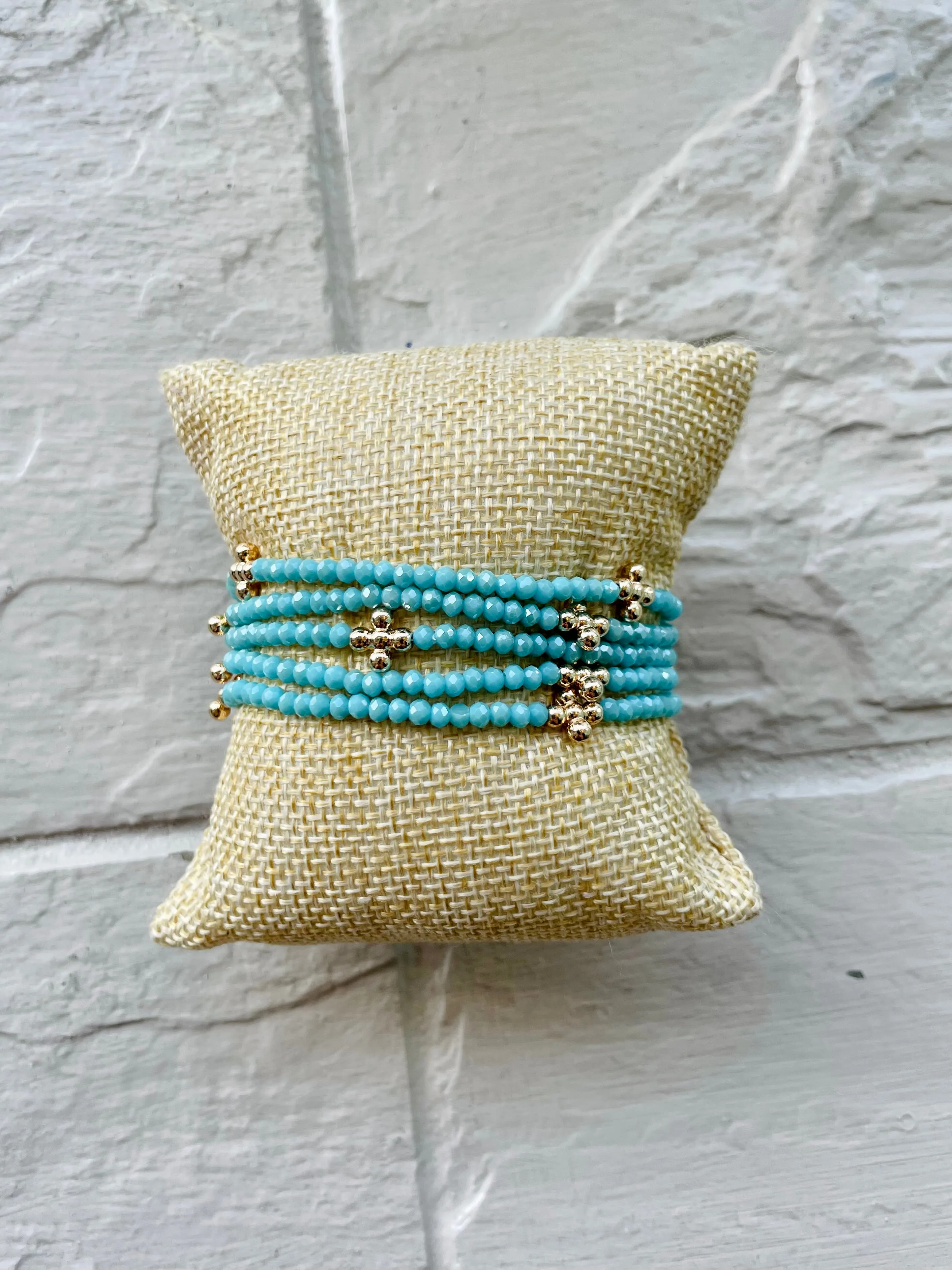 Melissa Beaded Cross Bracelet in Turquoise