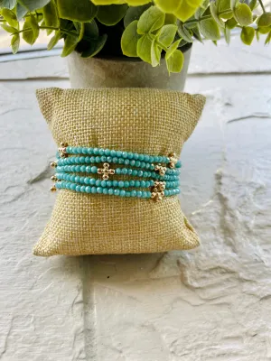 Melissa Beaded Cross Bracelet in Turquoise
