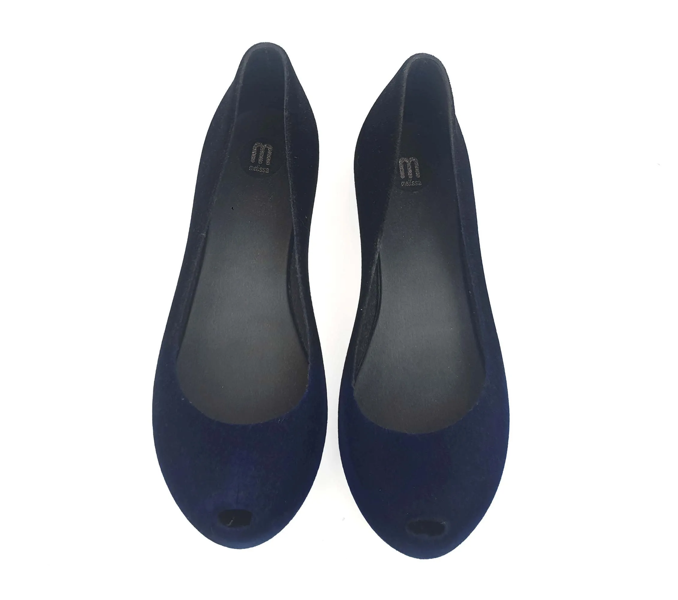 Melissa shoes black/navy faux suede slip on shoes size 38
