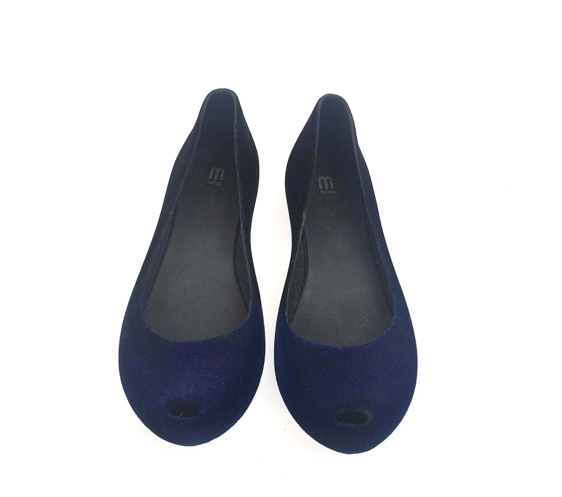 Melissa shoes black/navy faux suede slip on shoes size 38