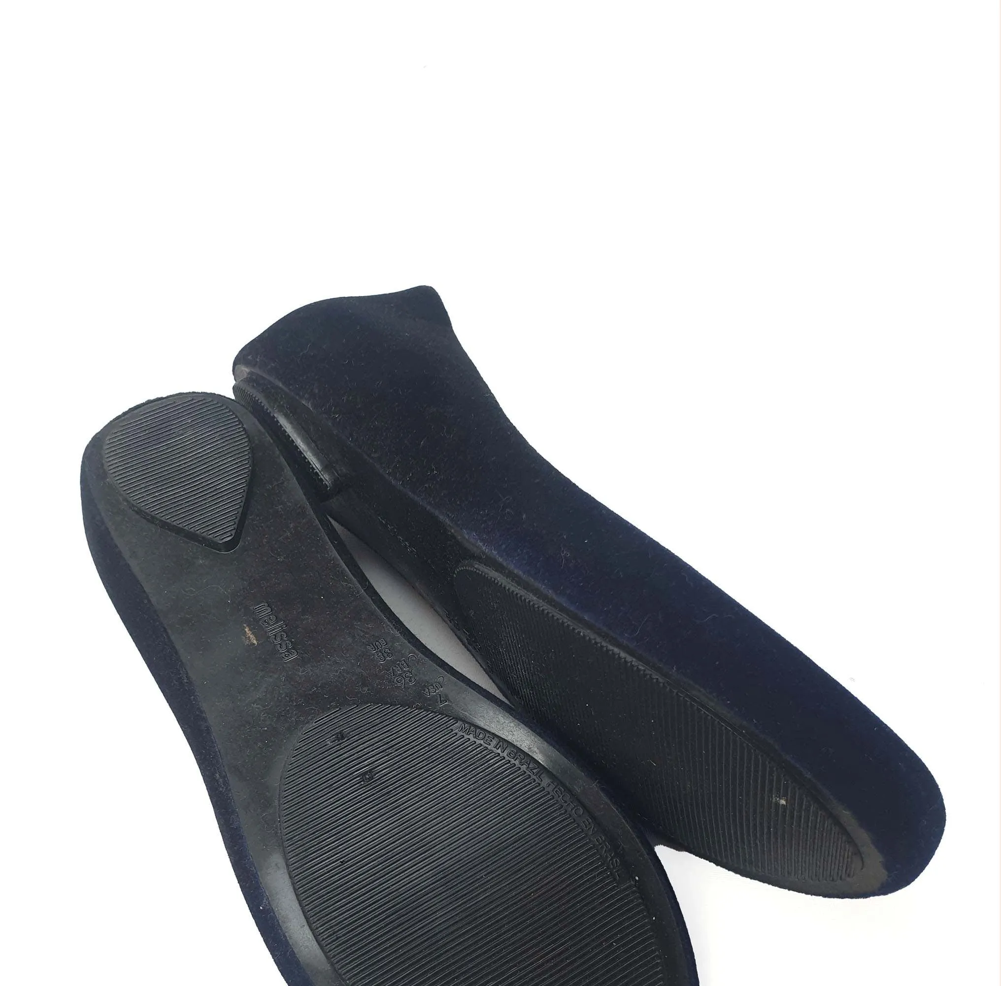 Melissa shoes black/navy faux suede slip on shoes size 38