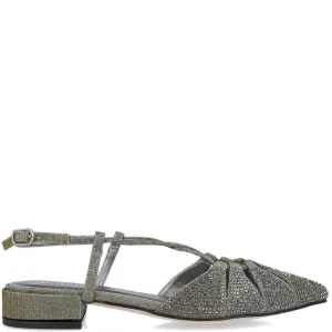 Menbur Grey Sparkle Sling Back Flat Shoes