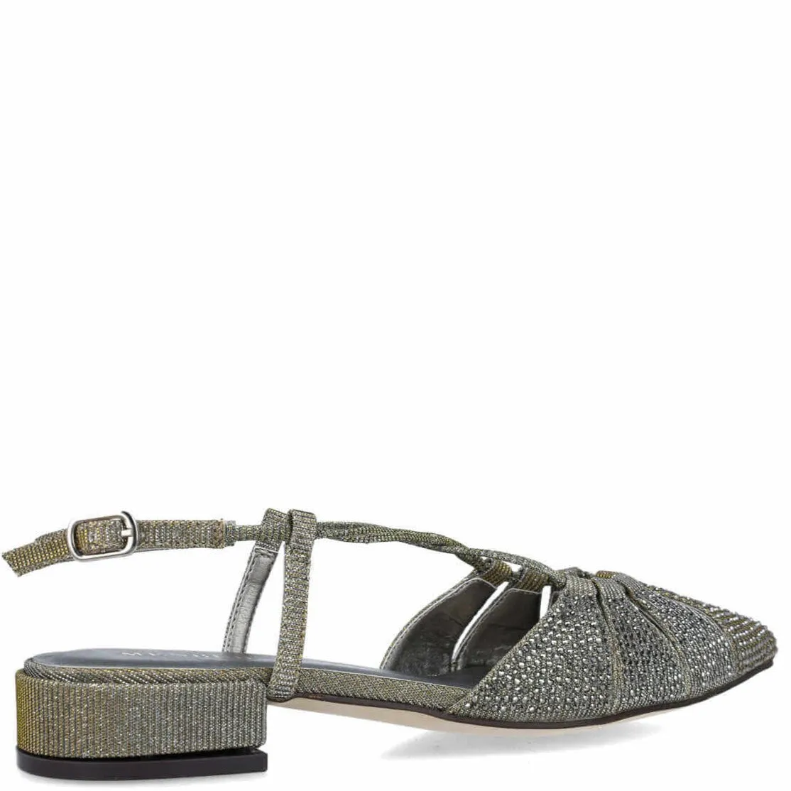 Menbur Grey Sparkle Sling Back Flat Shoes