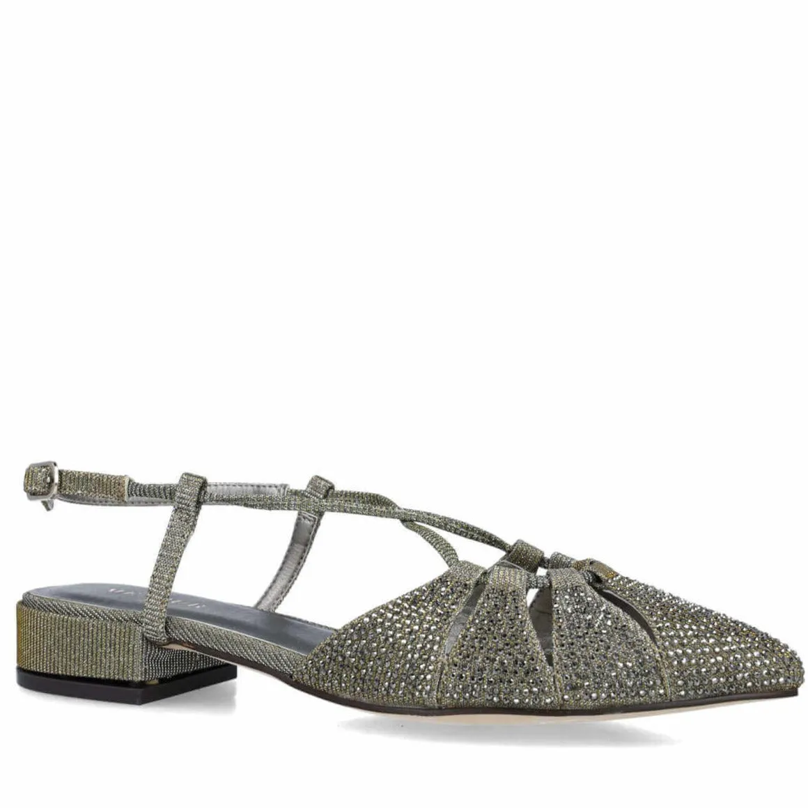 Menbur Grey Sparkle Sling Back Flat Shoes