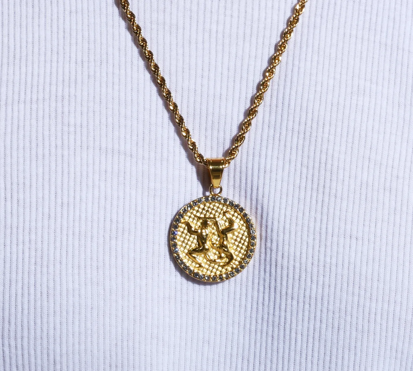 Men's Gold/Crystal  Gemini (The Twins) necklace