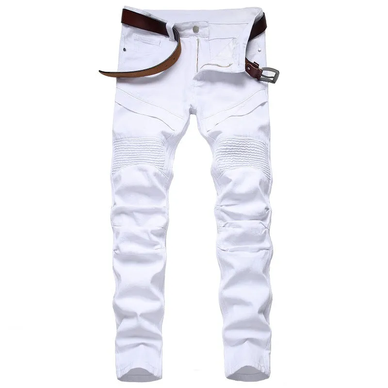 Men's Jeans Basic Zipper Denim Mid Waisted Jeans Straight Pants