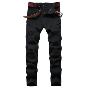 Men's Jeans Basic Zipper Denim Mid Waisted Jeans Straight Pants