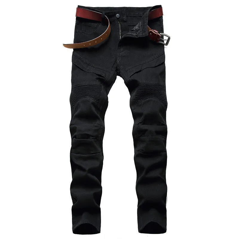 Men's Jeans Basic Zipper Denim Mid Waisted Jeans Straight Pants