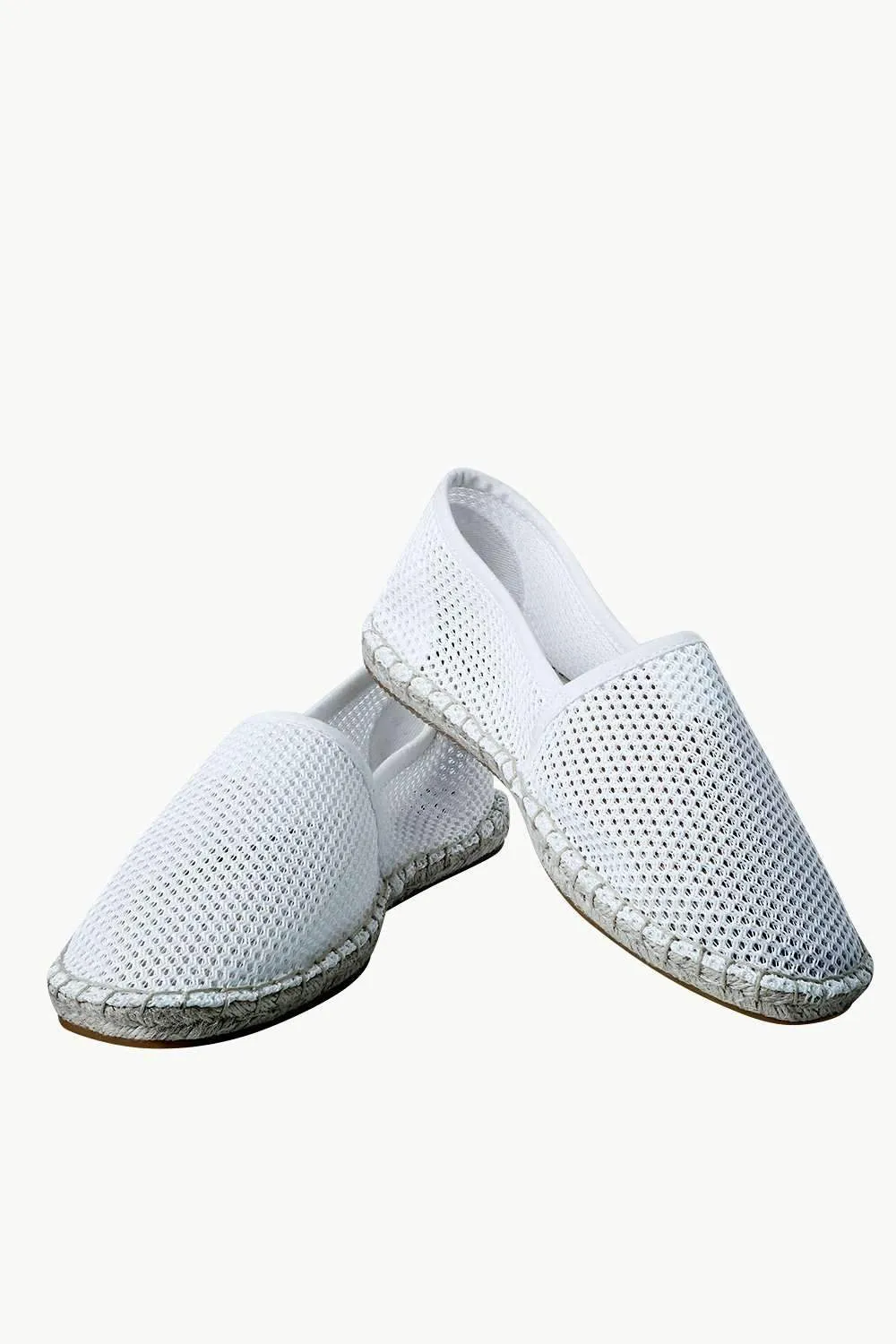 Men's White Mesh Basque Espadrilles