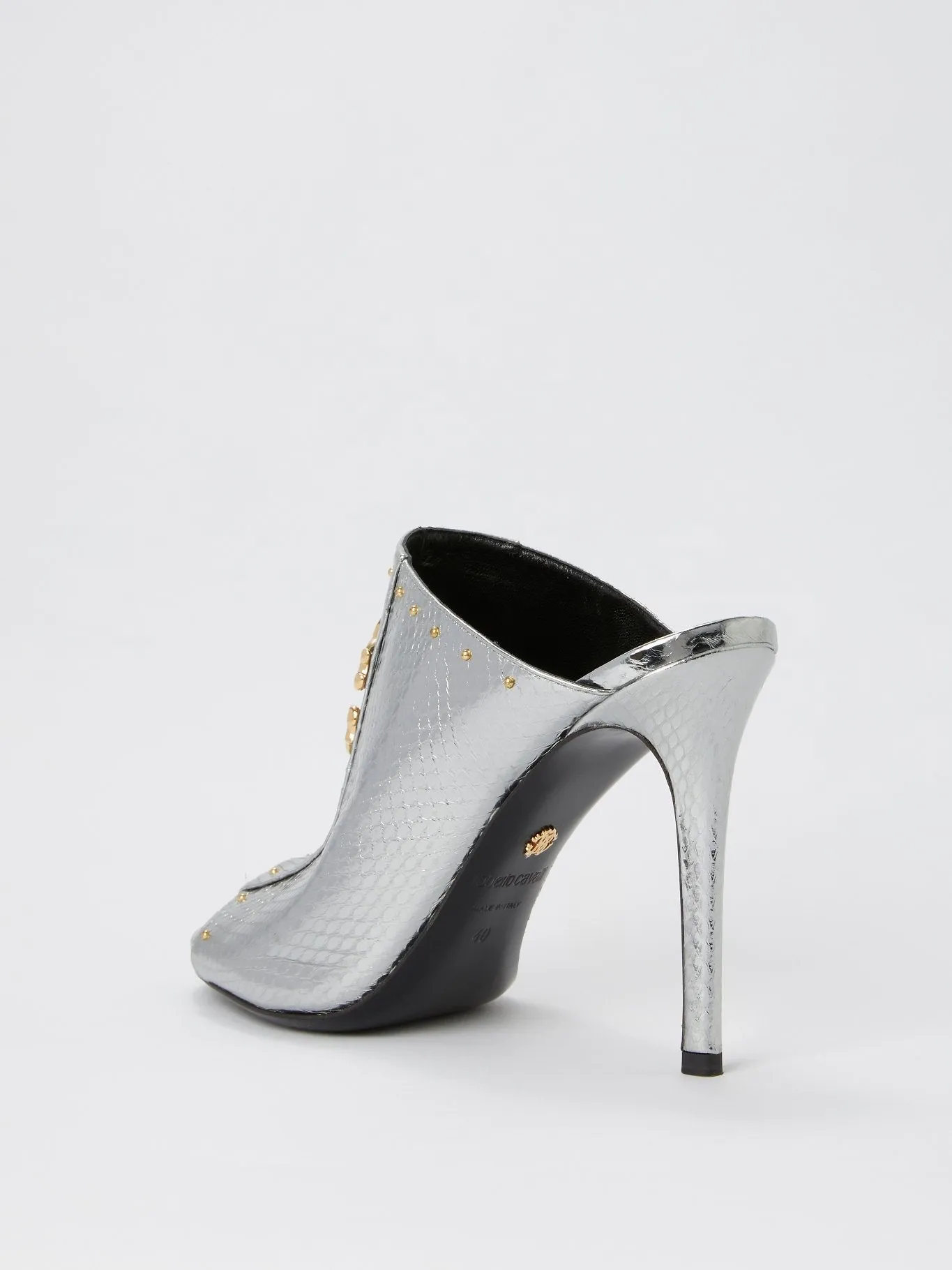 Metallic Snake Effect Monogram Sandals