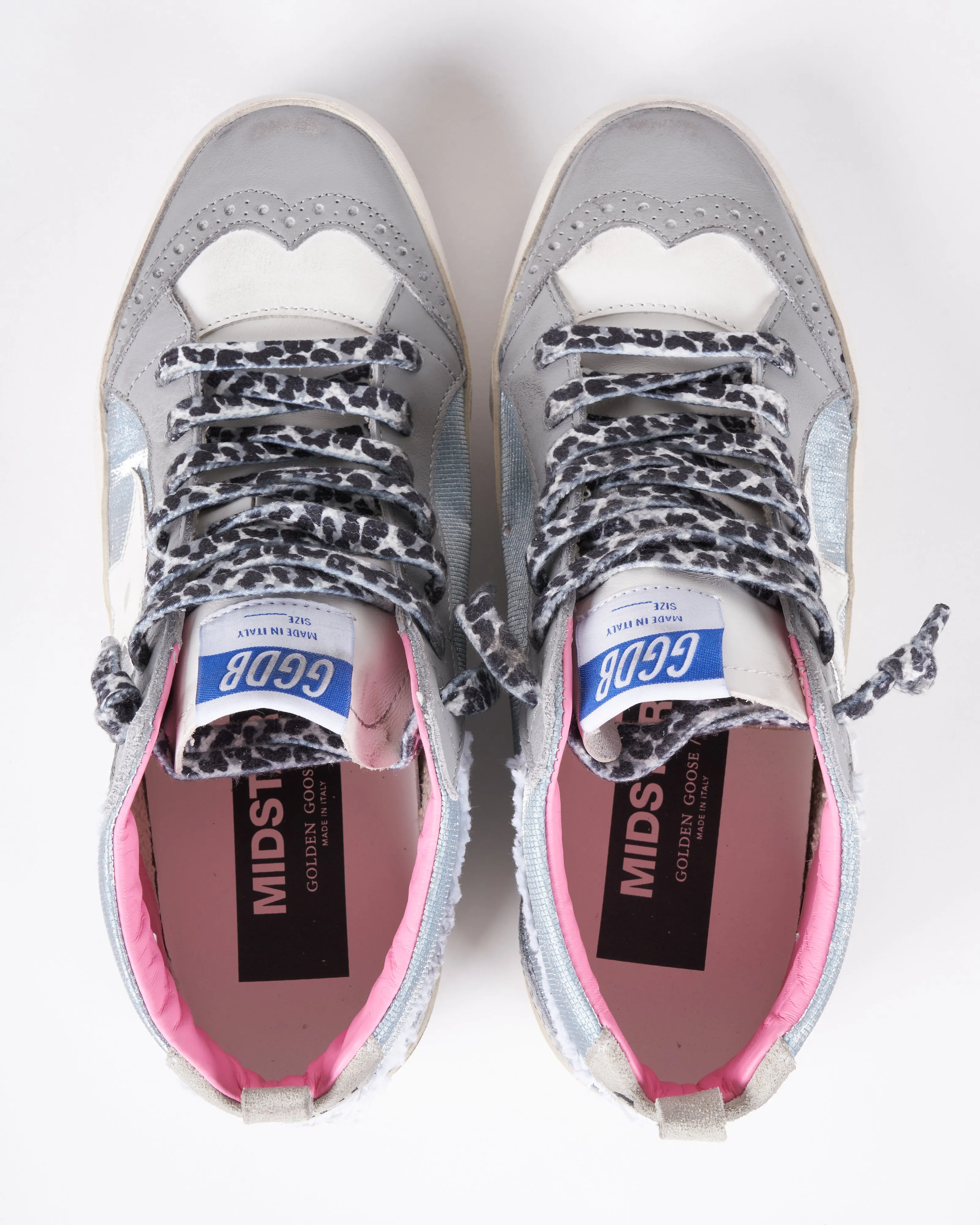 mid star checkered glitter upper leather star and spur canvas wave suede heel - light blue/light grey/white/ice 50667