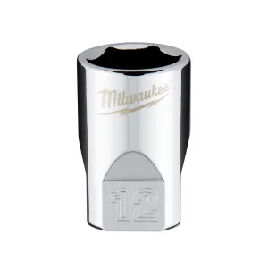 Milwaukee 45-34-9038 1/4" DR x 12mm Standard 6 Point Sockets with FOUR FLAT Sides