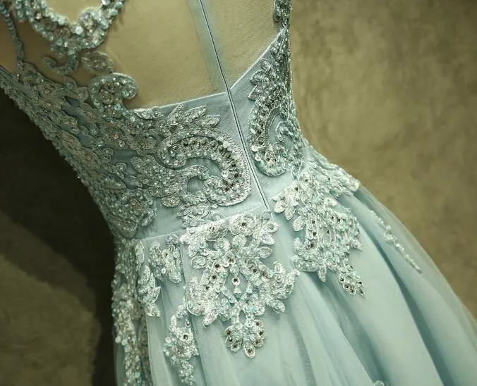 Mint Green Tulle Short Lace Beaded Knee Length Wedding Party Dress, Lovely Homecoming Dress Prom Dress