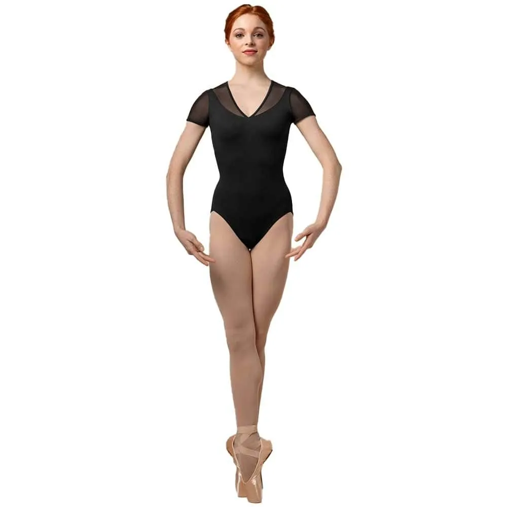 Mirella M5093LM V Neck Cap Sleeve Leotard - Women's