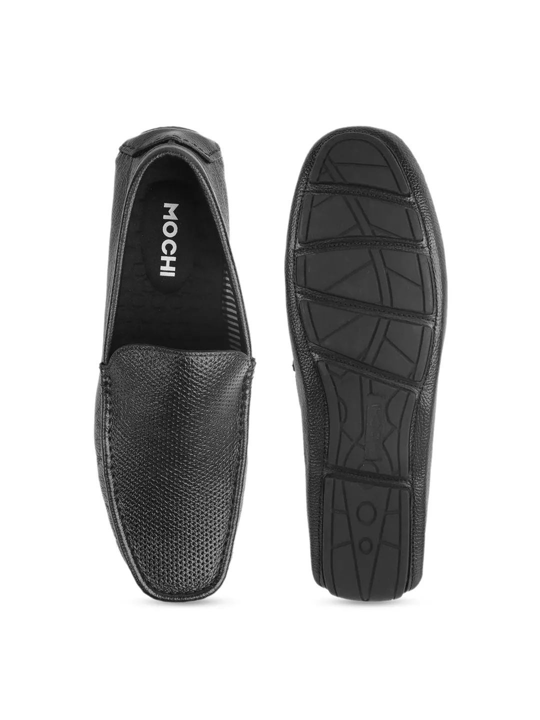 Mochi Men Solid Leather Slip-On Regular Loafers