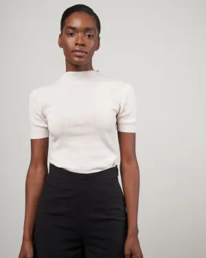 mockneck linen neck top - dove