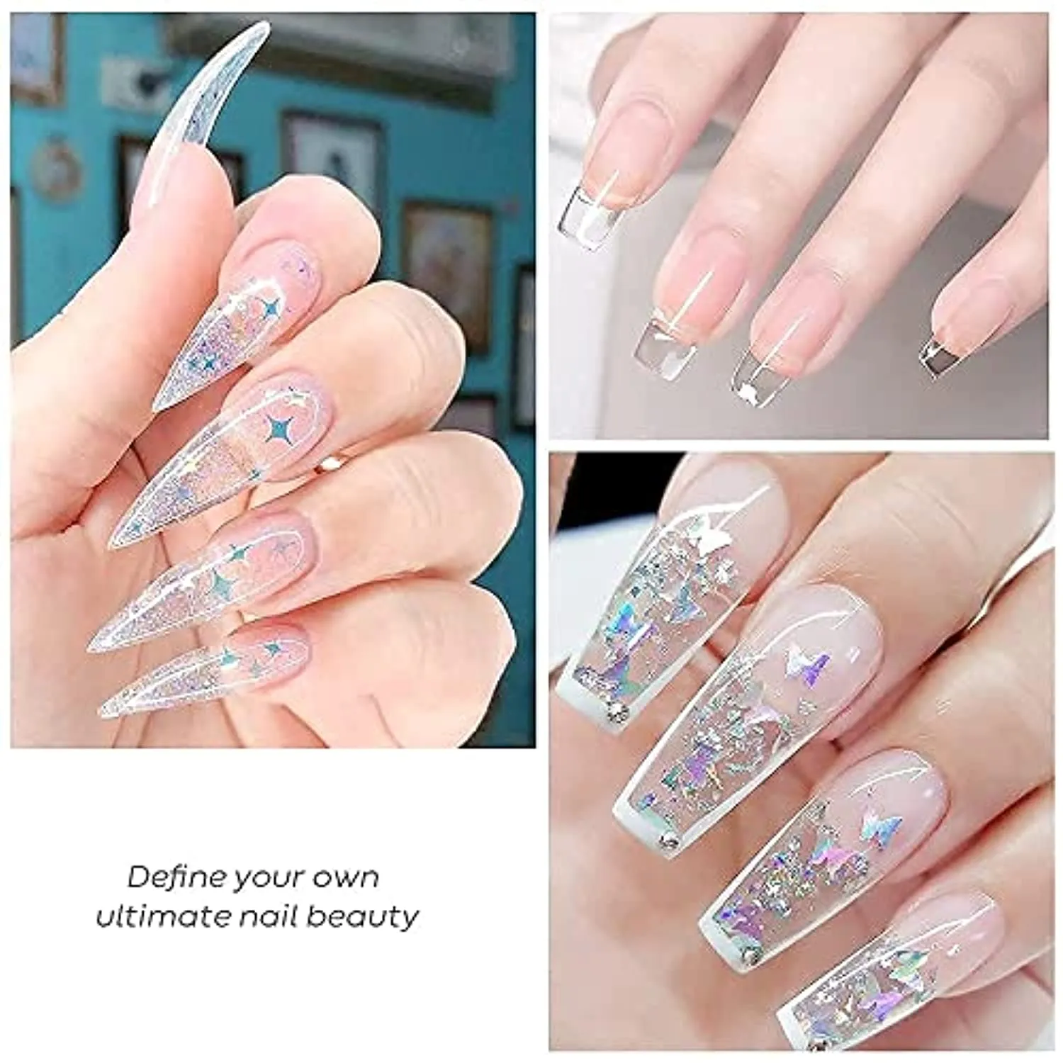 Modelones Poly Nail Extension Gel 2PCS 50ML Clear Poly Nail Gel with 30 Colors Dip Powder Nail Kit, 33Pcs Fall Winter Dip Nail Kit Starter