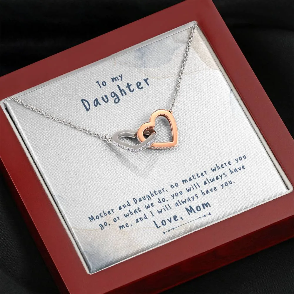 Mother and Daughter have each other-Interlocking Hearts Necklace