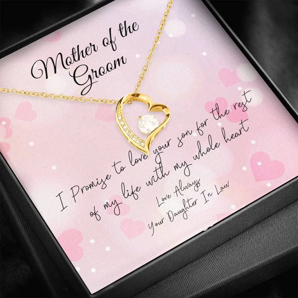 Mother of the Groom Heart and Cubic Necklace
