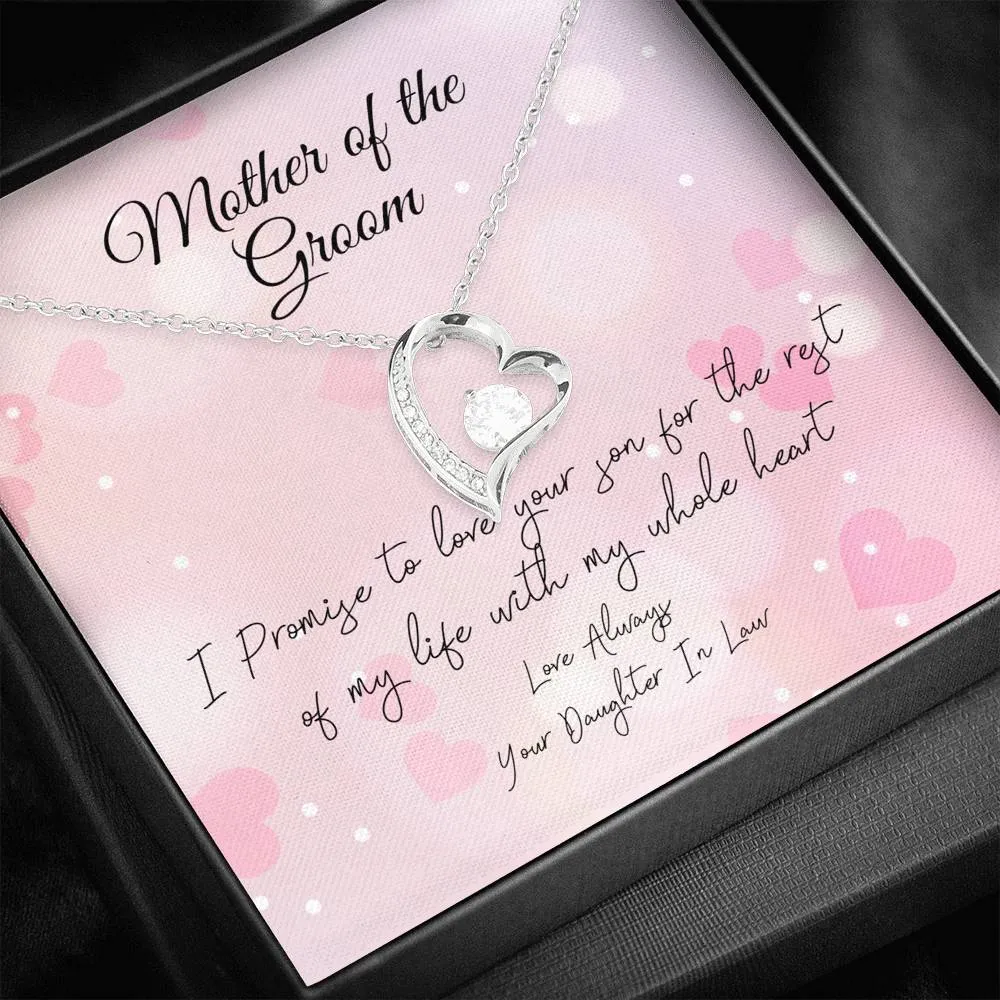 Mother of the Groom Heart and Cubic Necklace