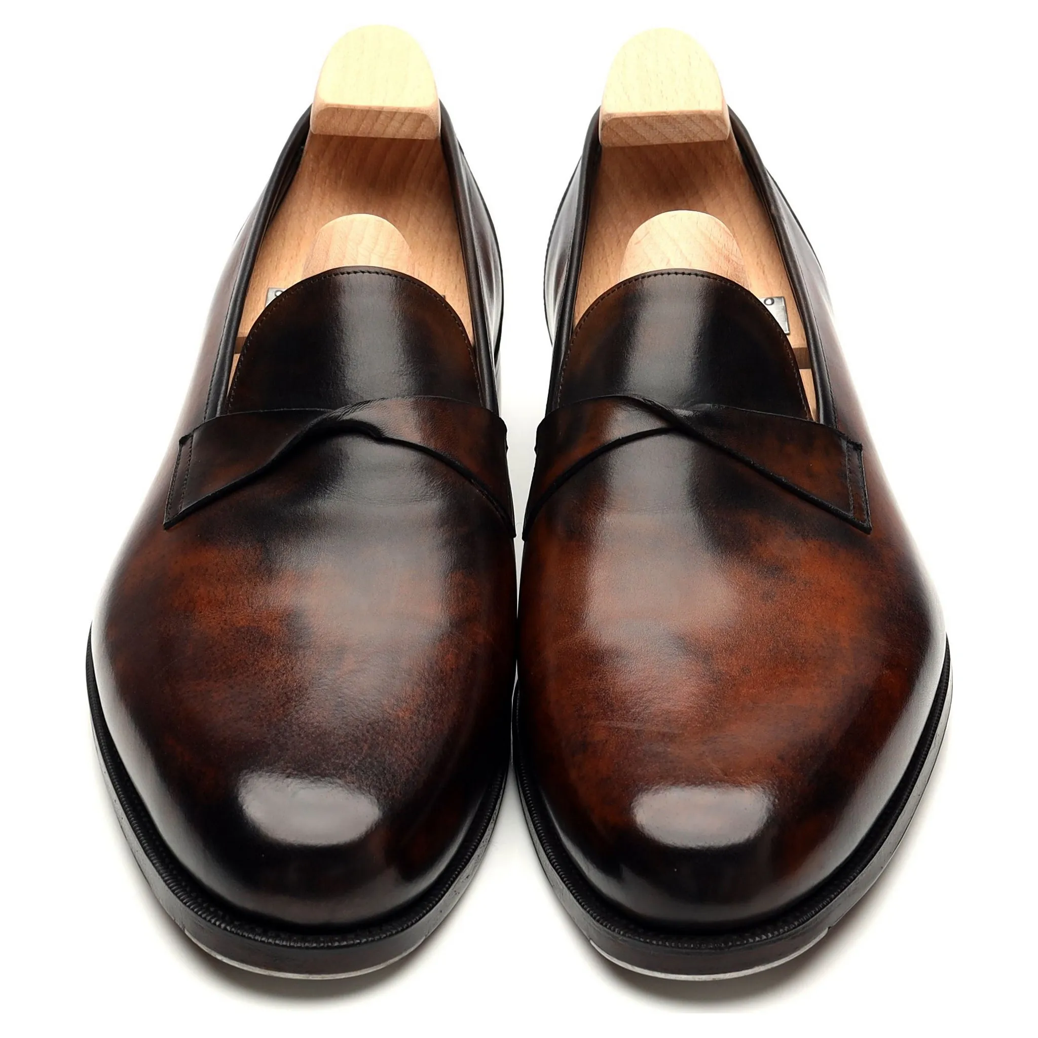 MTO 'Toulouse' Brown Patina Leather Loafers UK 10 G